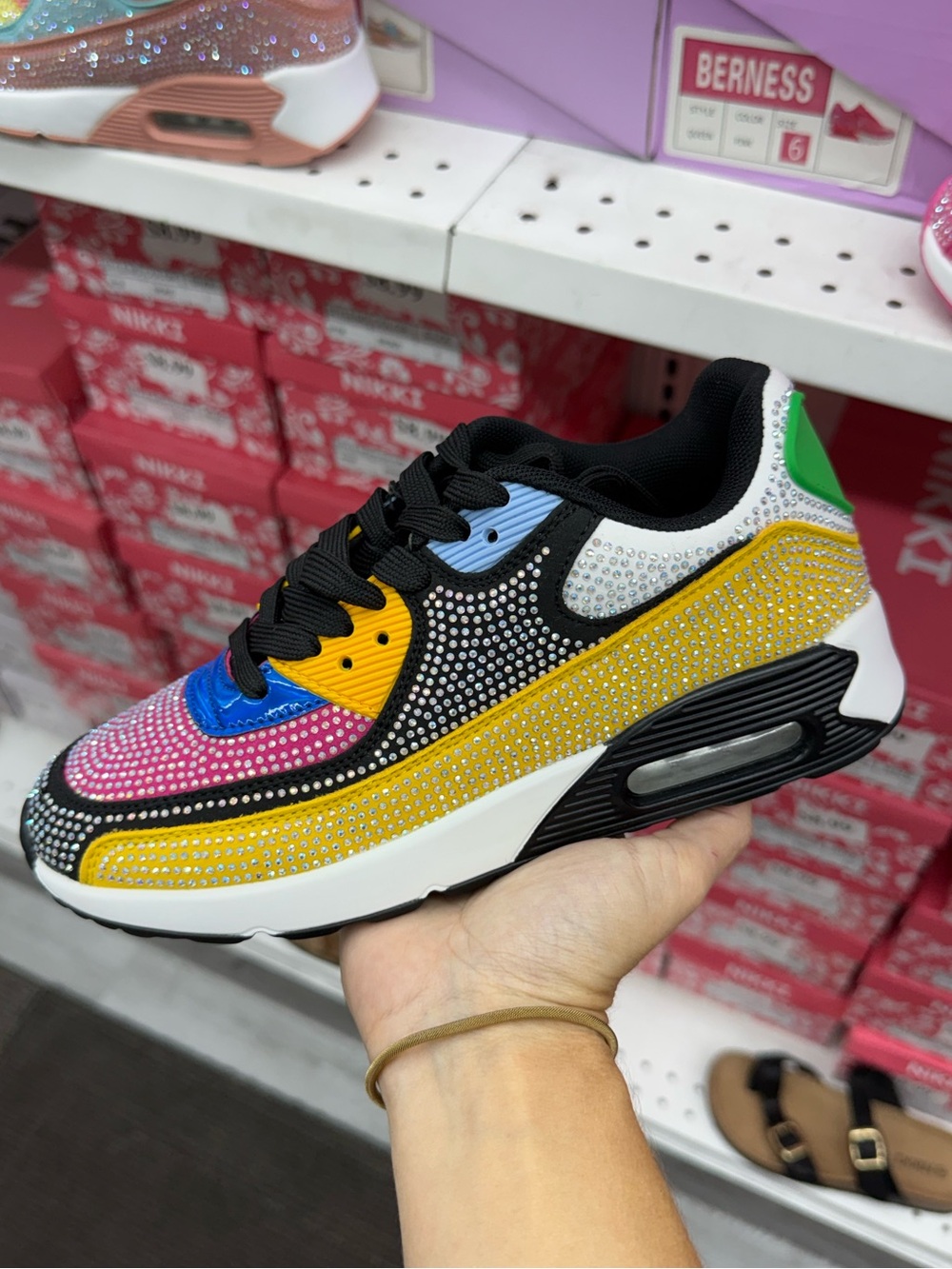 QUEEN Black Multi Rhinestoned Sneaker - Picture 5 of 7